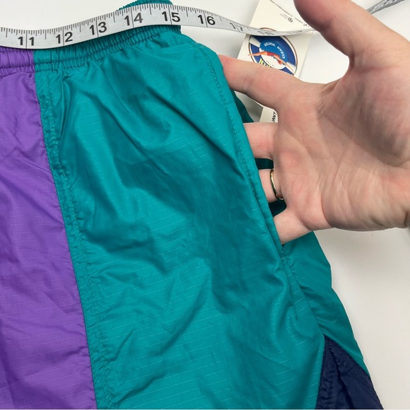 Jantzen *RARE Vintage Colorblock Purple Teal Blue Mens Large Swim Shorts 90s NEW - Picture 9 of 13